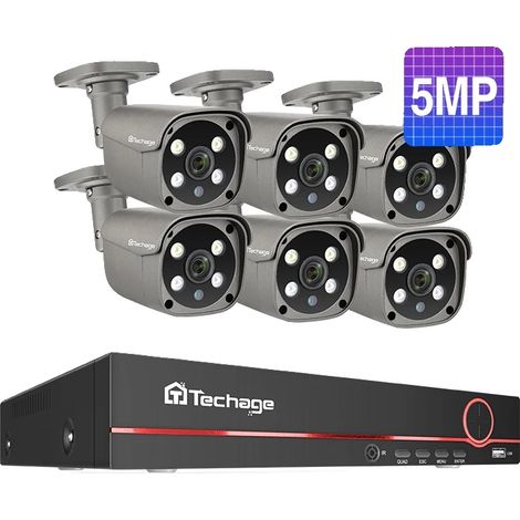 Système de Caméra de Surveillance, Résolution 8MP, Audio Bidirectionnel, 8CH 6Pcs 5MP Caméra, Aucun (1/2)
