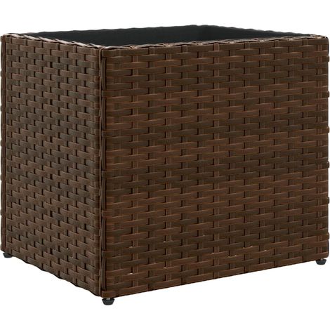 Fioriera rialzata per piante fiori terrazza giardino 36 x 30 x 32 cm resina intrecciata marrone 020037518