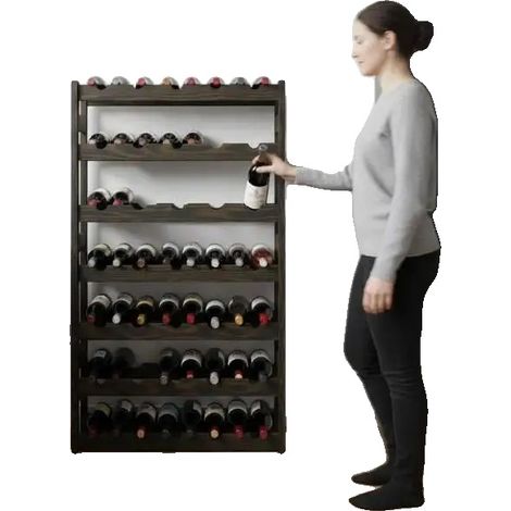 Cave à vin, design autoportant, capacité de 30 bouteilles, noir (1/2)