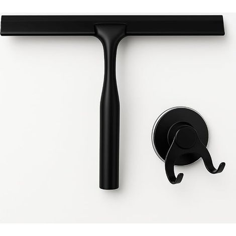 Raclette de Douche en Acier Inoxydable 10 Pouces avec Crochet Adhésif, Outil de Nettoyage pour Portes en Verre, Miroirs, Carrelage et Voiture, pour Salle de Bain (1/4)