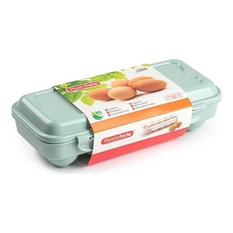 Huevera de plastico para 10 huevos con tapa Verde claro (1/3)