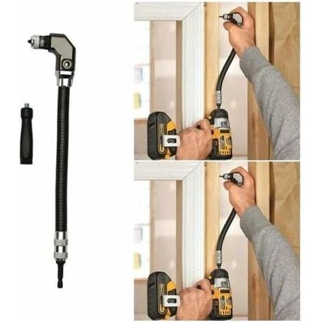 90 Degree Angle Drill Bit, 3 Jaw Drill Chuck, 1/4" Flexible Angle Drill Bit, Woodworking Screwdriver Accessories MUMU