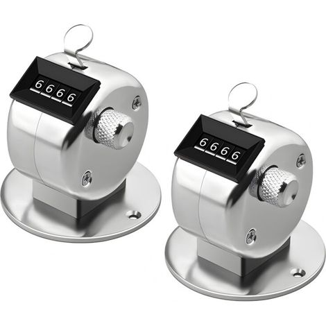 Handzähler aus silberfarbenem Metall, mechanischer Handflächenzähler, 4-stelliger Handzähler, Sporttrainerbedarf (2 Stück)