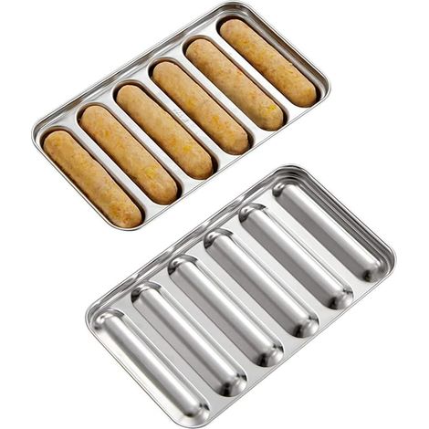1 plateau à hot-dogs en acier inoxydable, 11 x 19 cm, argent, compatible four, cuit-vapeur et congélateur (1/5)