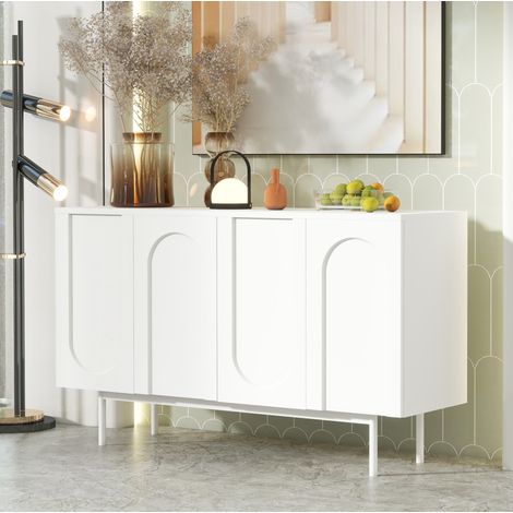 Aparador blanco en MDF con 4 puertas arqueadas y estantes ajustables (1/5)
