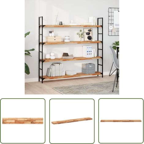 The Living Store Étagère flottante 120x20x4 cm acacia massif finition à l'huile - Etagere Murale - Étagère Flottante - Rangement Mural - Decoration Murale - Bois D'acacia (1/5)