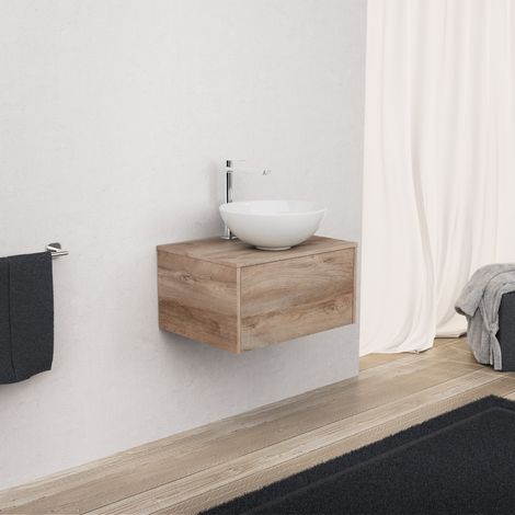 Inda - Mobile bagno 60 cm Rovere naturale con 1 cassetto e lavabo (1/5)