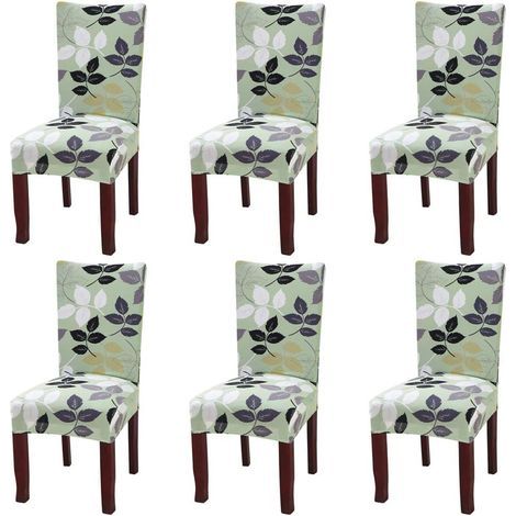 Universal Stretch Stuhlhussen 6er Set Stuhlbezug für Stuhl Esszimmer Grün (1/5)