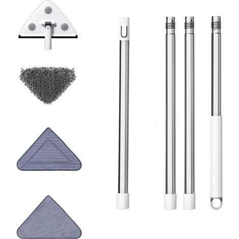 kit de limpieza de ventanas, pértiga telescópica de 198 cm, cabezal triangular giratorio, rasqueta de goma de 35,5 cm, para exteriores. (1/5)