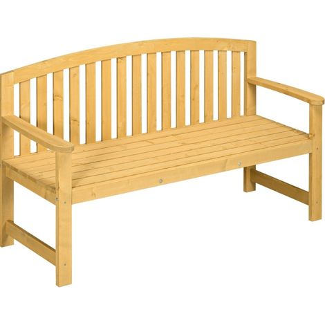 Banc de jardin 2 places en bois, dossier haut ergonomique, résistant aux intempéries, assise aérée, 240 kg, orange, 143 x 51 x 85 cm pour terrasse et balcon - CHICFURN (1/5)