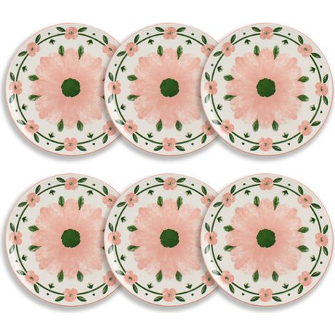 Lot de 6 assiettes plates 27cm en porcelaine, PRIMAVERA (1/5)