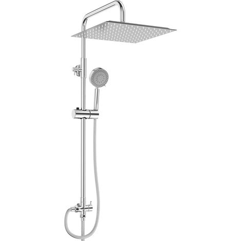 Systèmes de Douche en Acier Inoxydable, Colonne de Douche avec Pommeau de Douche Carré 30CM et Douchette à main, Colonne de Douche économie d'eau sans Mitigeur, Ensemble de Douche, Chromée (1/5)