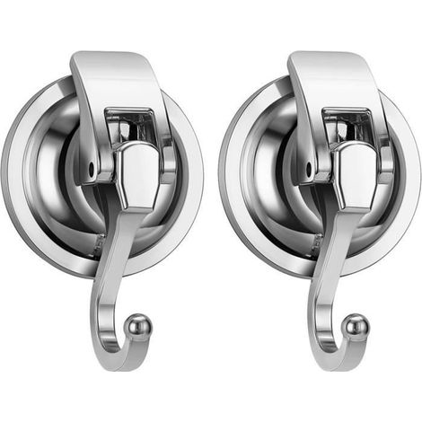 Crochet Ventouse - 2 Pcs - Argent - Forte Aspiration - Réutilisable (1/4)