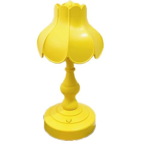 Lampe de Bureau, Feuille de Lotus rétro ingénieuse Belle 3 Sources de lumière Petite Lampe de Nuit de Table pour Chambre de Filles (Yellow) (1/5)
