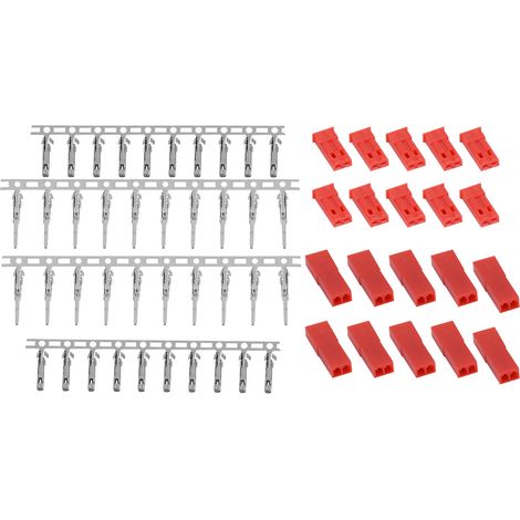 Jeu de 10 paires de connecteurs JST mâle et femelle, boîtier et broches de couleur rouge pour batterie. (1/5)