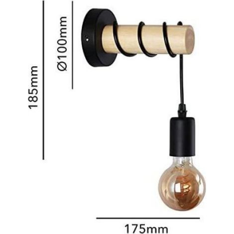 Applique murale - - Ronde - Bois naturel - Base aluminium - Câble personnalisable (1/4)