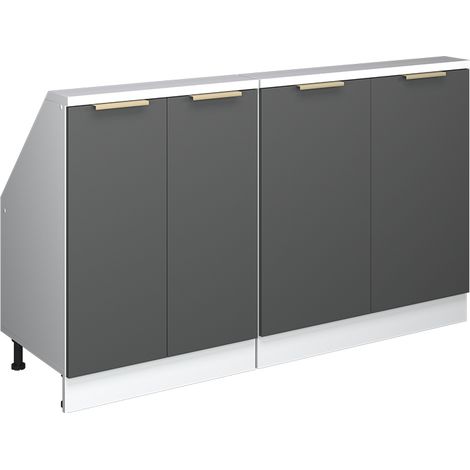 Armario de cocina para techo inclinado R-Line, Antracita-Oro/Blanco, 140 cm Lote de 2, Vicco (1/5)