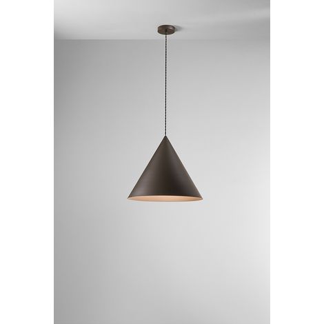 Lampe à Suspension en Métal et Aluminium Verni à la Poudre, Série 10S48408, Couleur Gris Métallisé et Marron, Culot E27 - Marque Perenz (138 car.)