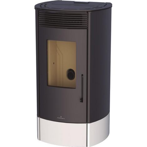Poêle à granulés canalisable - BRONPI Trebol 8 kW Blanc - Foyer en vermiculite - Sans KIT de canalisation (1/2)