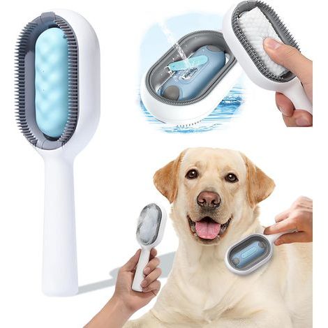 Peine para mascotas, cepillo para gatos con depósito de agua, cepillo autolimpiante para perros y gatos, cepillo para perros de pelo corto para masaje, aseo y eliminación de pelo. (1/5)