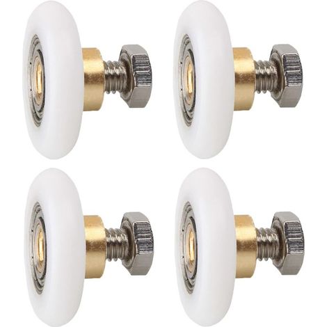 4 pièces roulette porte de douche, roulettes rainurées diamètre 23 mm avec vis M6×12 mm, pour portes coulissantes en verre (1/5)