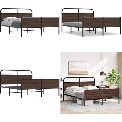 vidaXL Metallbett ohne Matratze Braun Eichen-Optik 160x200 cm (1/5)