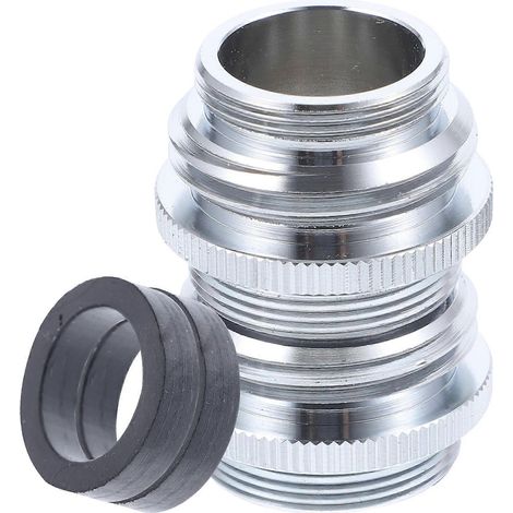 Adaptateur femelle pour tuyau d'arrosage (lot de 2) pour robinet d'évier de cuisine, robinet de salle de bain et robinet de toilette, couleur argent, en cuivre. (1/5)