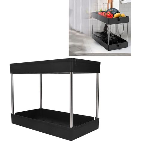 Étagère de rangement portable à deux niveaux élargie pour outils, étagère de rangement sur pied (1/5)