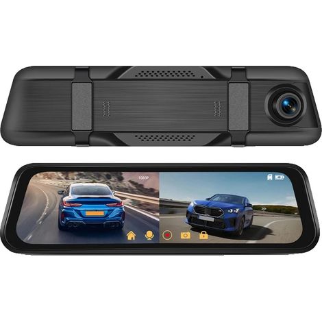 Registratore di guida, touchscreen IPS da 9,66 pollici, configurazione a doppia telecamera, dashcam (1/2)