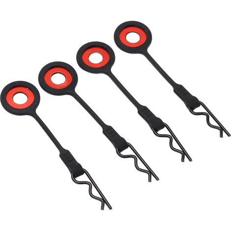 Lot de 4 clips de fixation universels en silicone et métal pour carrosserie de voiture RC 1/10 (noir) (1/5)