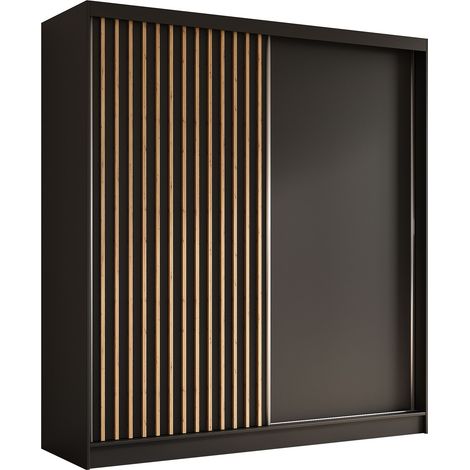 AX LIVING Cabinio Schwebetürenschrank Schwarz Artisan Eiche 200 cm