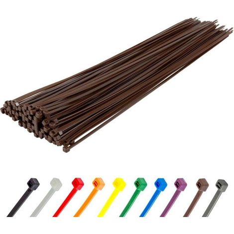 Kabelbinder 100 Stück Braun 300mm x 7,6mm UV-beständig 54,4kg Zugfestigkeit (1/5)