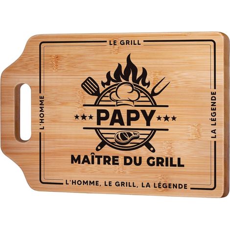 Planche à Découper Bambou - 1 Pièce - Style Gravé Personnalisé - Cadeau Idéal Grand-Père - Cuisine et Service - 31x22 cm (1/5)