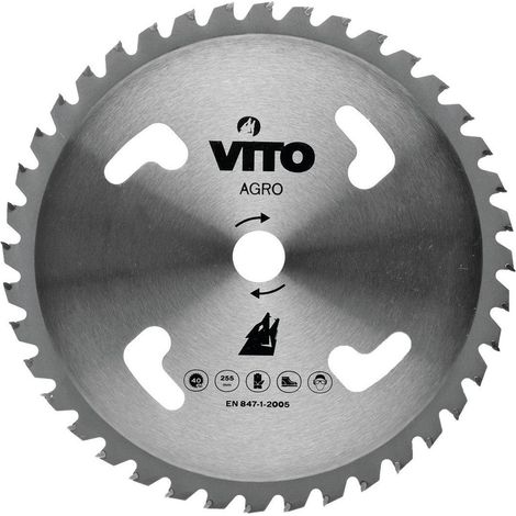 Vito – Lame de débroussailleuse 40 dents – Diamètre 255mm – Alésage 25.4mm – Coupe nette en tungstène pour herbes épaisses (1/2)