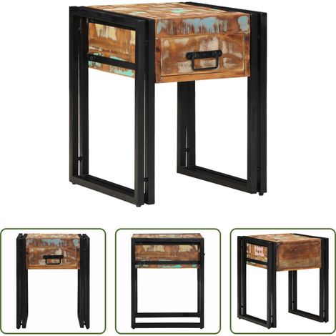 Holzbeistelltisch -  Beistelltisch 40 x 40 x 50 cm Massives upgecyceltes Holz
