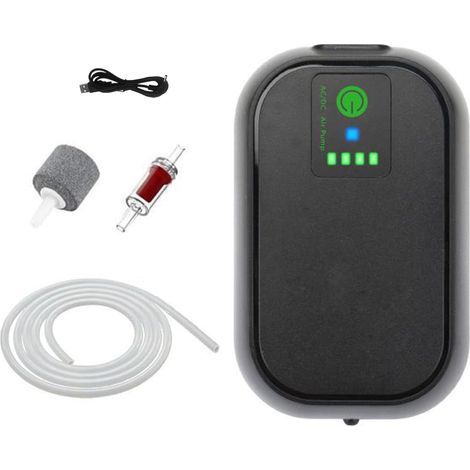 1 Aérateur Rechargeable,Double Alimentation,Pompe À Air,Batterie 2200mAh,Aquarium,Pêche (1/5)
