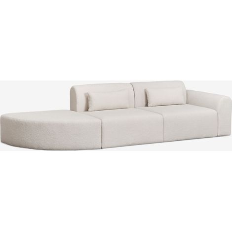 Divano componibile angolare destro in 2 pezzi con pouf triangolare in shearling Borjan SKLUM            