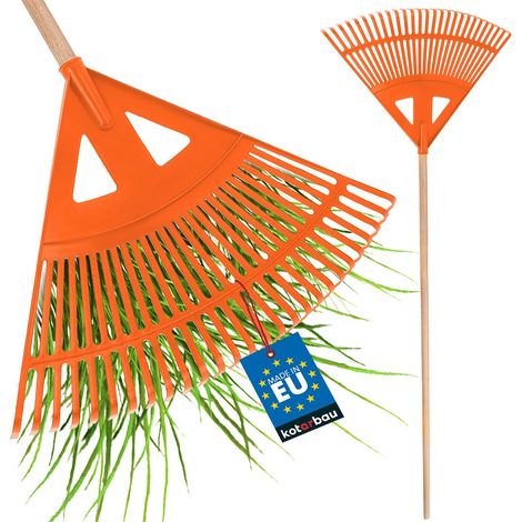 KOTARBAU® Rateau à Feuilles - Plastique - 58 cm - Noir - avec Manche - Râteau Jardin - Balai à Gazon - Ramasse Feuilles - Léger - Résistant - Entretien Jardin (1/5)