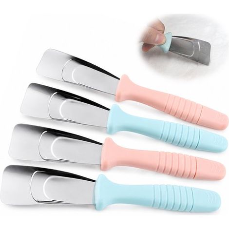 Grattoir à glace Congélateur – Grattoir à glace en acier inoxydable – Lot de 4 – Avec pic à glace – Pour réfrigérateur, compartiment congélateur & congélateur – Bleu & Rose – 19 x 4,5 cm – 4 Pièces (1/5)