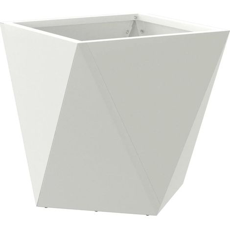 Macetero moderno para plantas de exterior 30 x 30 x 30 cm práctico estilo minimalista acero blanco 020053050 (1/5)