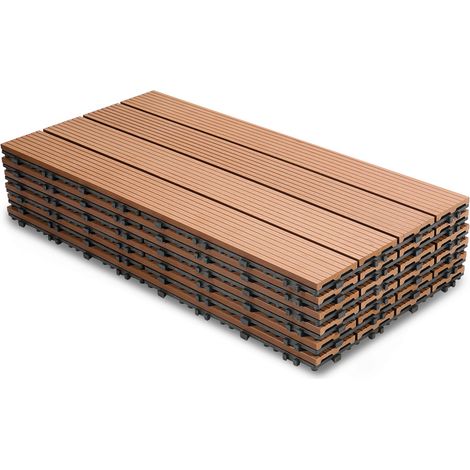 Randaco 60pcs Dalle de terrasse, Revêtement de sol extérieur, Terrasse composite, 30x60cm Balcon Jardin Marron