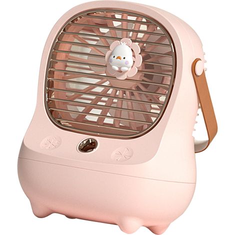 Elektrischer Tischventilator mit Sprühnebel, USB-aufladbar, tragbar, für Zuhause und unterwegs, Pink (1/5)