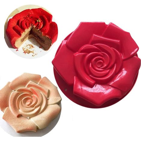 Moule à gâteau en silicone en forme de rose de 28 cm (11 pouces) pour gâteau d'anniversaire, cake, muffin, brownie, cheesecake, tarte, flan, pain et plus encore 1