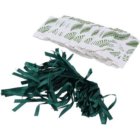 Lot de 50 boîtes cadeaux en papier vert élégant, sachets à bonbons sobres pour mariages et fêtes. (1/5)