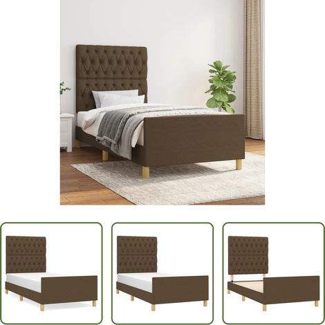 Kopfteil - Bettgestell ohne Matratze Dunkelbraun 90x190 cm Stoff (1/5)