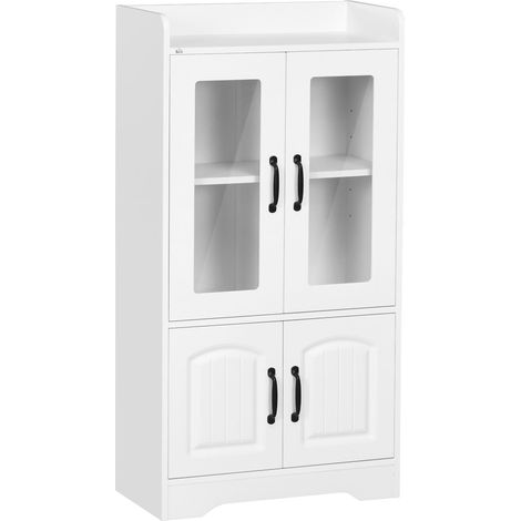 Vitrine du salon Bibliothèque avec portes vitrées Étagère réglable Charnières à fermeture douce 60 x 30 x 116 cm Blanc