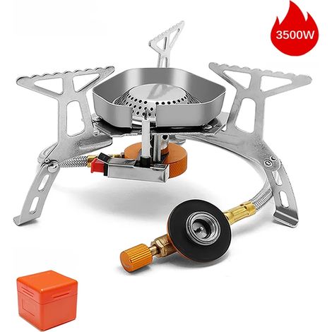 Réchaud à gaz de camping puissant, résistant au vent, brûleur touristique portable, réchaud de camping, équipement de chauffage pour pique-nique et randonnée en plein air, réchauds de cuisine portable (1/5)