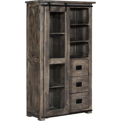 Vitrine 100x45 Manguier laqué Gris RAILWAY 226