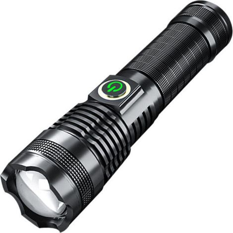 Lampe de Poche Ultra Puissante , Rechargeable par USB XHP70 Lampe Torche Puissante avec Zoomable, Étanche, pour Camping, Randonnée, Vélo, Activités de Plein Air(pile non incluse) (1/5)