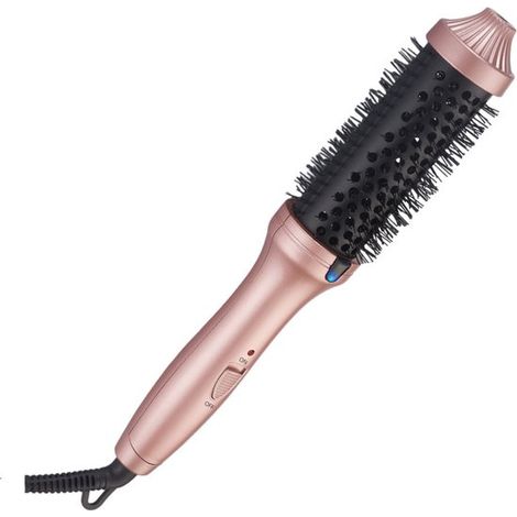 Brosse chauffante professionnelle 38 mm, brosse chauffante 3 en 1 à ions négatifs, lisseur et fer à boucler rond double tension jusqu'à 200 °C (1/5)